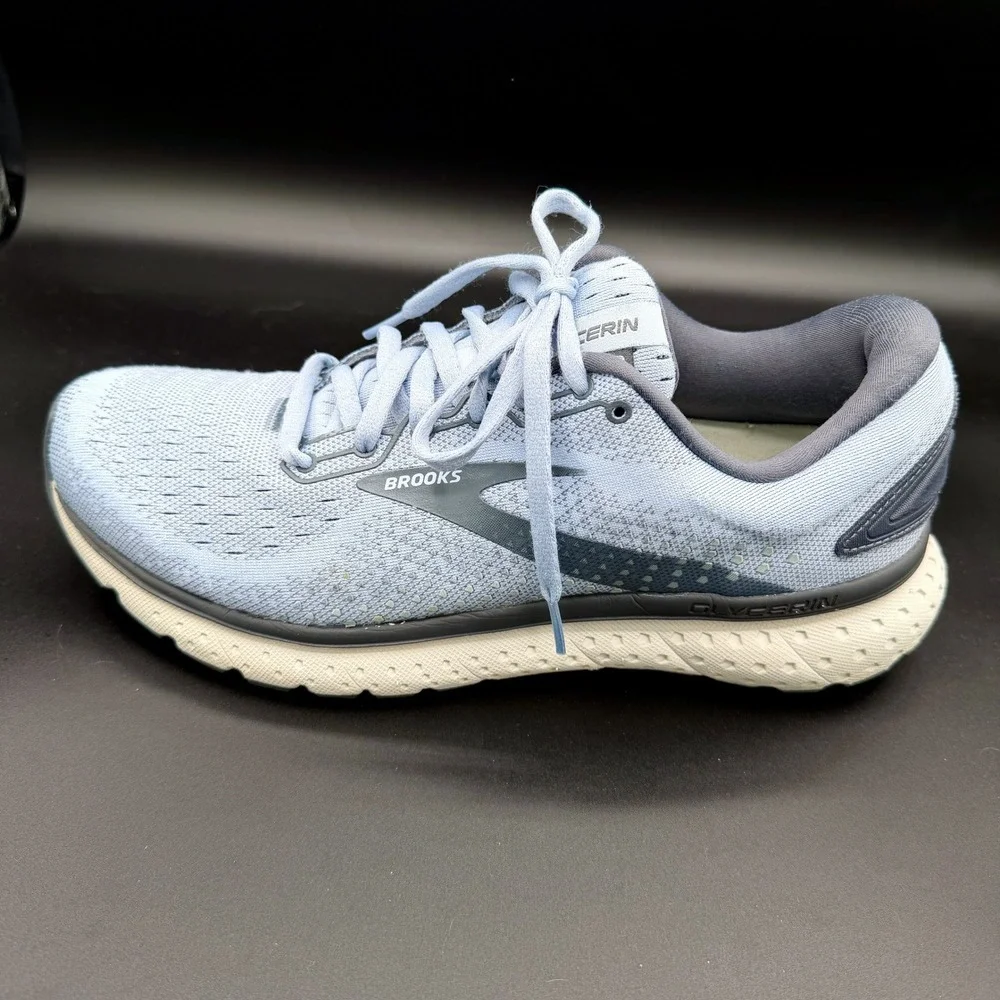 Brooks Glycerin 18 Womens 9.5 Wide Running Shoes Light Blue Grey 203171D073